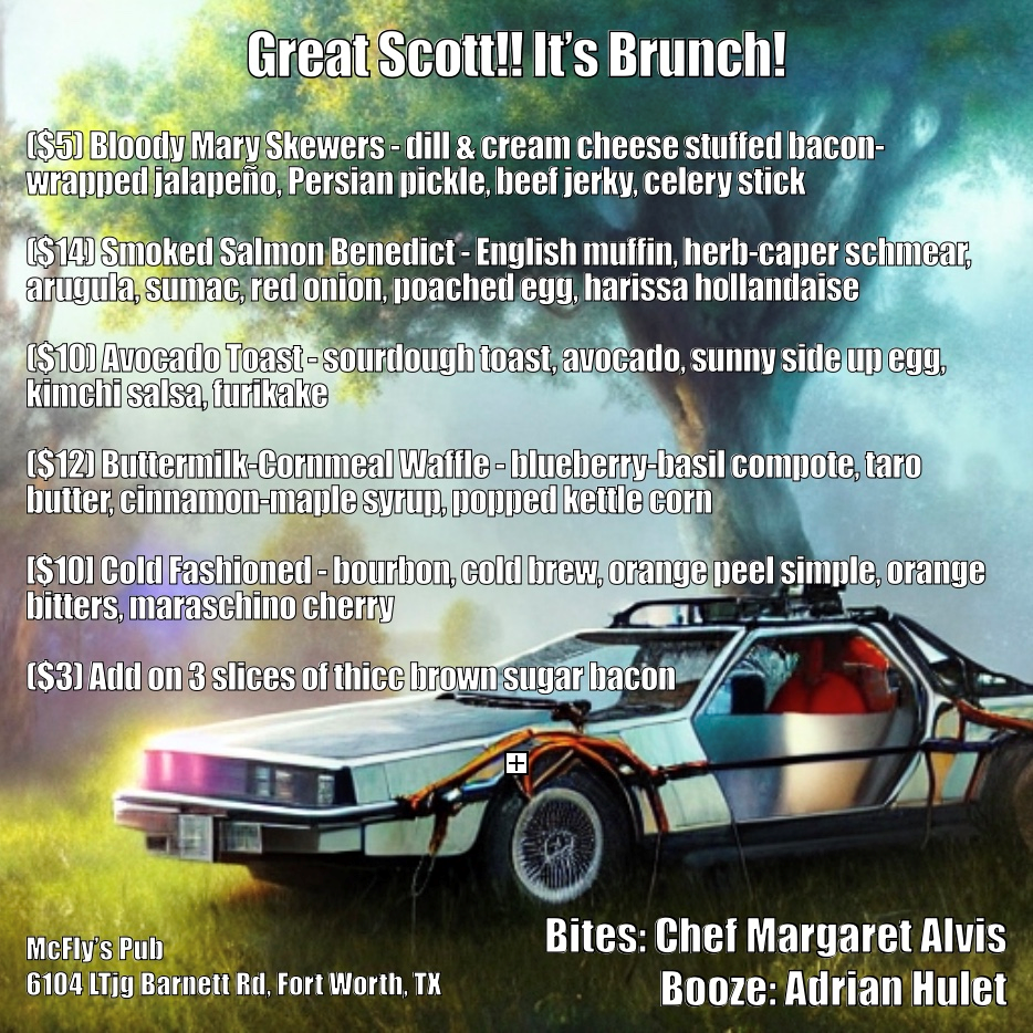 Aug. 5th: Great Scott!! It's Brunch! [Ft.Worth, TX]